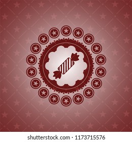 candy icon inside red emblem. Vintage.
