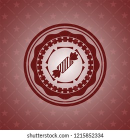candy icon inside retro style red emblem
