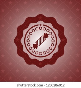 candy icon inside retro style red emblem