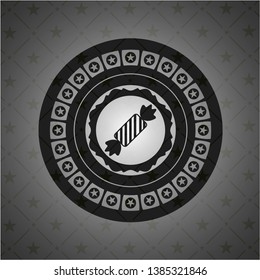 candy icon inside retro style black emblem