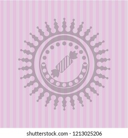 candy icon inside vintage pink emblem