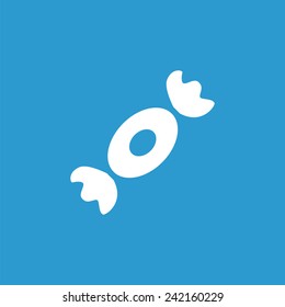 candy icon, isolated, white on the blue background. Exclusive Symbols 