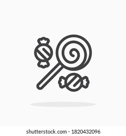 Candy icon in line style. For your design, logo. Vector illustration. Editable Stroke.