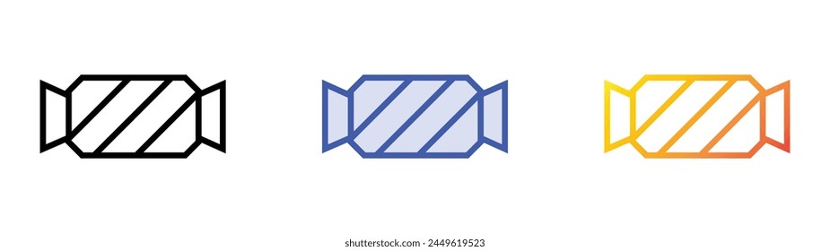 candy icon. Linear, Blue Fill and Gradient Style Design Isolated On White Background