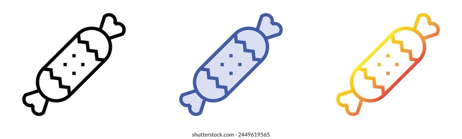 candy icon. Linear, Blue Fill and Gradient Style Design Isolated On White Background