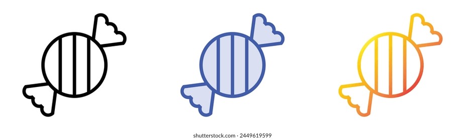 candy icon. Linear, Blue Fill and Gradient Style Design Isolated On White Background
