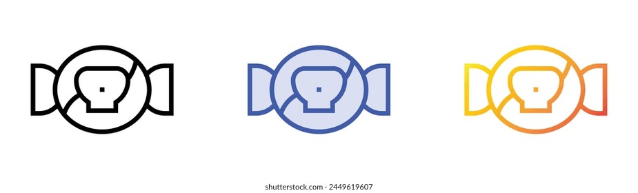 candy icon. Linear, Blue Fill and Gradient Style Design Isolated On White Background