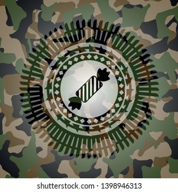 candy icon on camo texture