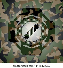 candy icon on camo texture