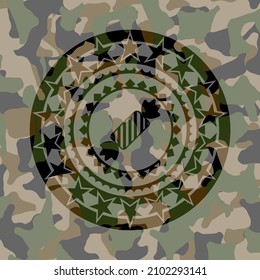 icono de caramelo sobre textura de camuflaje. 