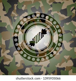 candy icon on camouflaged pattern