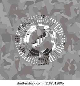 candy icon on grey camo pattern