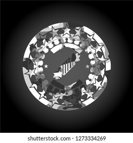 candy icon on grey camouflaged pattern