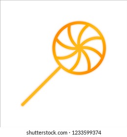 candy icon. Orange sign with low light on white background