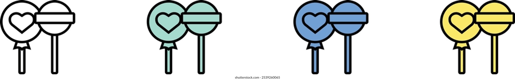 candy icon. Outline, Green, Blue and Yellow Style Design Isolated On White Background