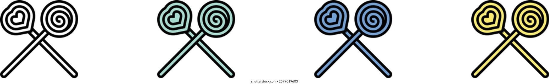 candy icon. Outline, Green, Blue and Yellow Style Design Isolated On White Background