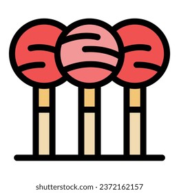 Candy icon outline vector. Cake pop. Art sugar color flat