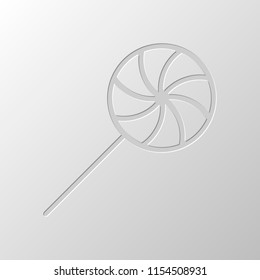 candy icon. Paper design. Cutted symbol. Pitted style