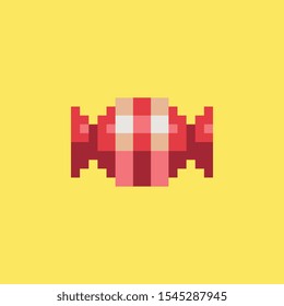 Candy icon. Pixel art style. Isolated vector illustration. Game assets 8-bit sprite. Design for stickers, web, mobile app.