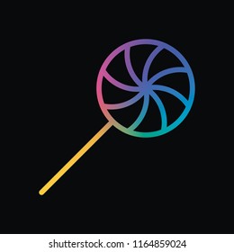 candy icon. Rainbow color and dark background