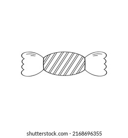 Candy icon. Round chocolate candy in a package. Vector illustration.