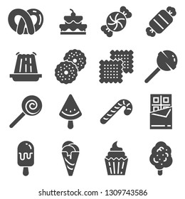 Candy icon set. 16 candy icons for web design isolated on white background