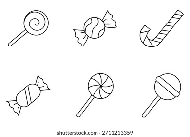 Conjunto de iconos de caramelo 6 sobre fondo blanco