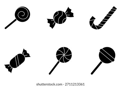 Candy icon set 6 on white background
