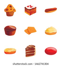Candy icon set. Cartoon set of 9 candy vector icons for web design isolated on white background