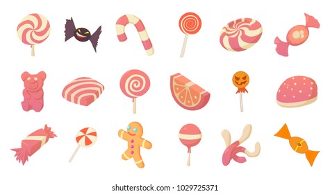 Candy icon set. Cartoon set of candy vector icons for web design isolated on white background