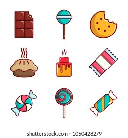 Candy icon set. Cartoon set of candy vector icons for web design isolated on white background