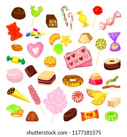 Candy icon set. Cartoon set of candy vector icons for web design