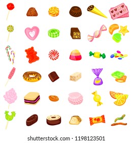 Candy icon set. Cartoon set of candy vector icons isolated on white background