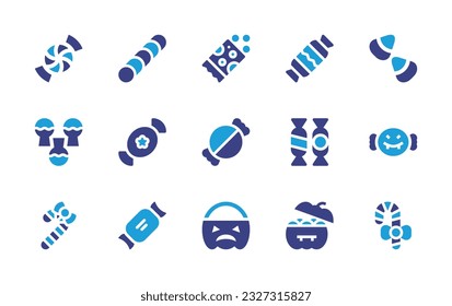 Candy icon set  Duotone color  Vector illustration  Containing candy  chocolate  candies  candy cane  candy bag 