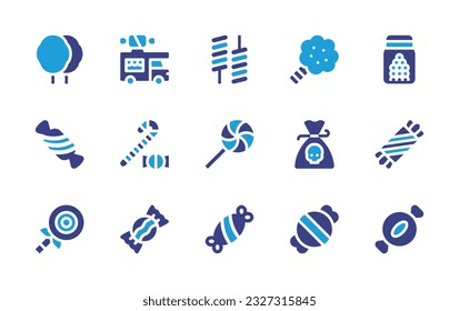 Candy icon set. Duotone color. Vector illustration. Containing cotton, candy truck, lollipop, candies, candy, cane, halloween, sweet.