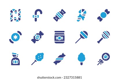 Candy icon set. Duotone color. Vector illustration. Containing cane, candy, christmas, halloween candy, cotton candy.