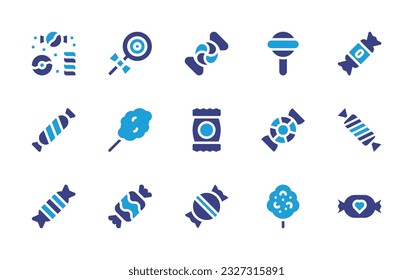 Candy icon set. Duotone color. Vector illustration. Containing candys, lollipop, candy, cotton candy.