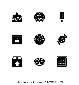candy icon set. package, cookie and doughnut vector icon for graphic design and web