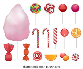 Candy icon set. Realistic set of candy vector icons for web design isolated on white background