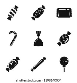 Candy icon set. Simple set of 9 candy vector icons for web design on white background