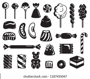 Candy icon set. Simple set of candy vector icons for web design on white background