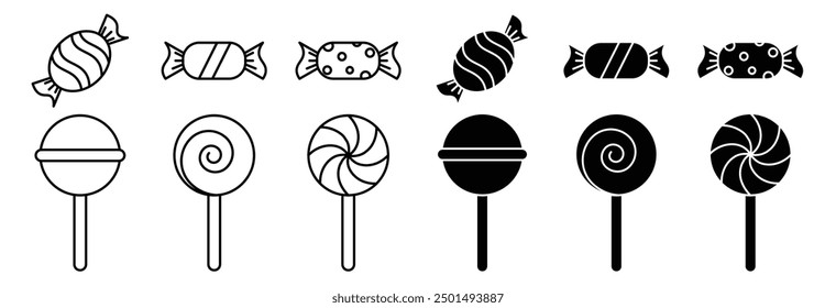 Candy icon set. Sweets vector symbol. lollipop icon set. 