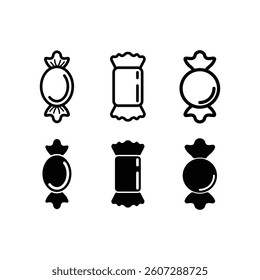 candy icon set vector design concept silhouette and outline