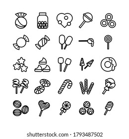 Candy icon set vector line for website, mobile app, presentation, social media. Suitable for user interface and user experience.