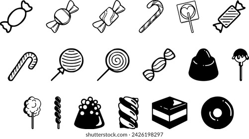 candy icon set Vector white background