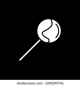 Candy icon. Silhouette Candy on stick vector icon for web design isolated on black background