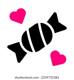 candy icon solid black pink style valentine illustration vector element and symbol perfect. Icon sign from modern collection for web.