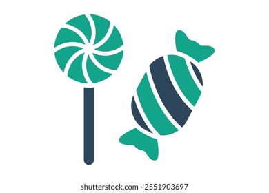 Candy icon. solid icon style. icon related to meal. meal elements vector illustration