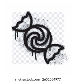 Candy icon spray graffiti isolated on a white background. Candy icon graffiti with black spray on white. Vector illustration.
