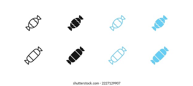 Candy icon. Sweet bonbon symbol. Birthday caramel dessert icons set. Vector isolated sign.